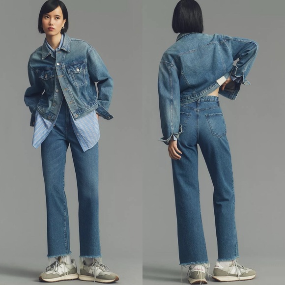 NWT Frame Le Jane Crop Raw Fray Hem Straight Jeans - Picture 2 of 15